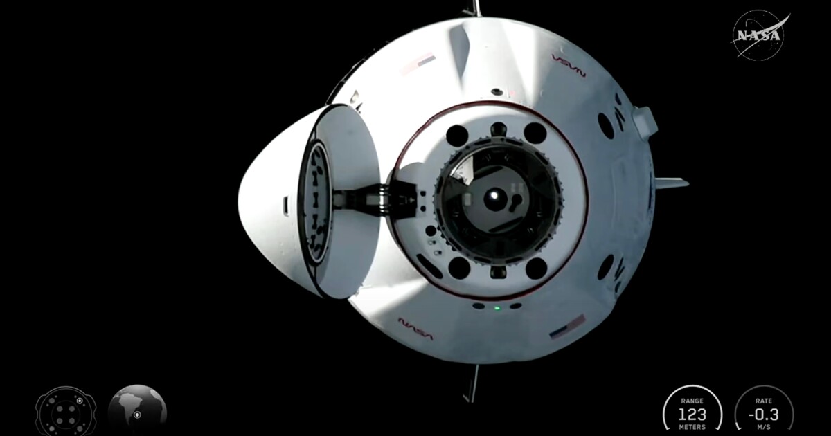 Four people on NASA's Crew-12 arrive at the International Space Station